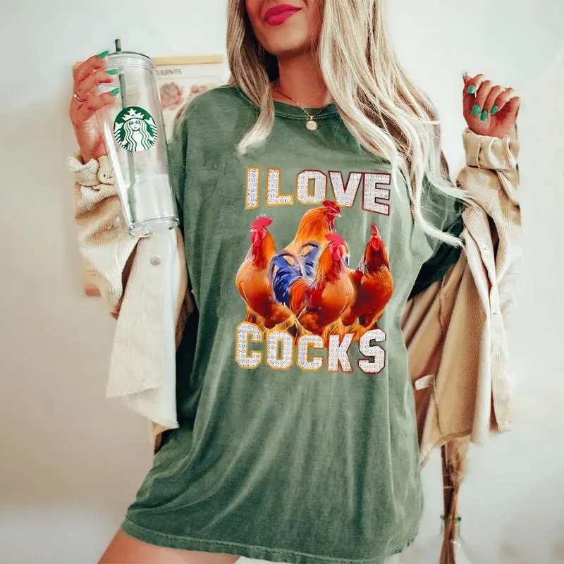 Chicken I Love Cocks Women's Oversized Comfort T-Shirt
