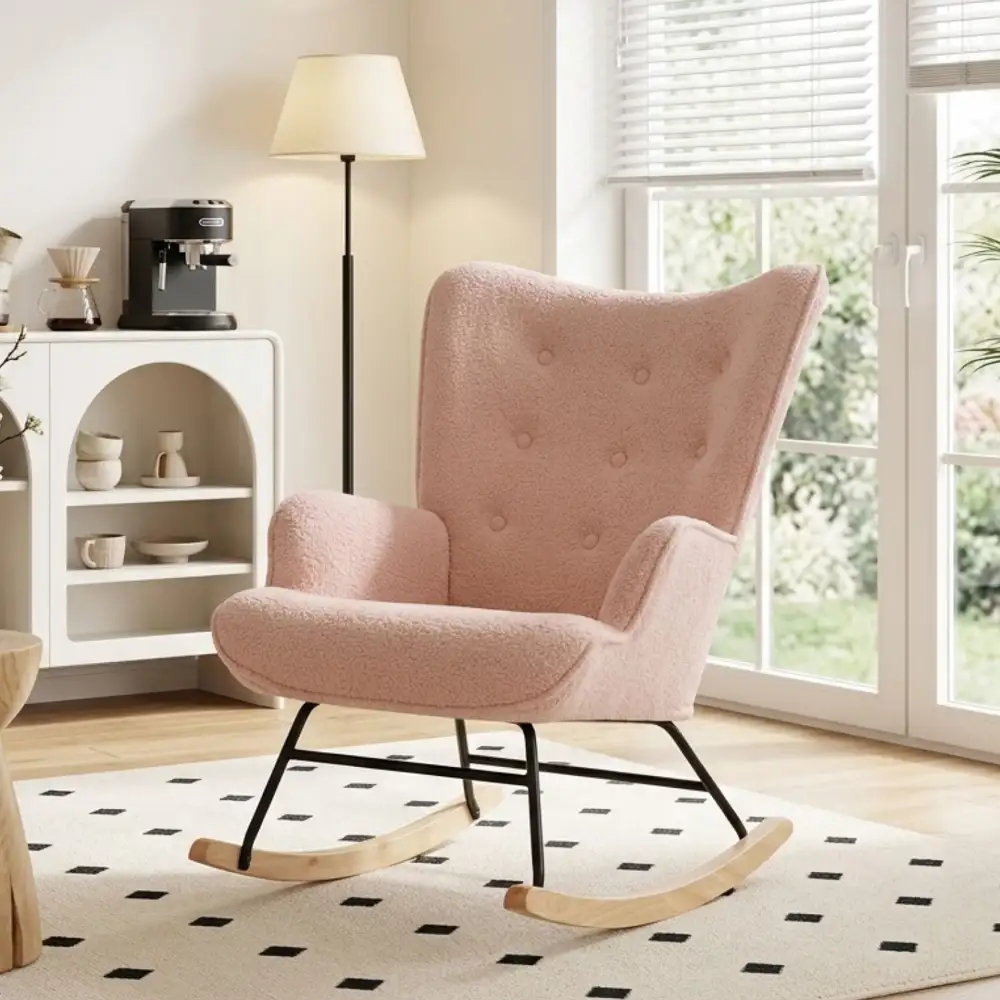 Reading Inviting Boucle Rocking Armchair
