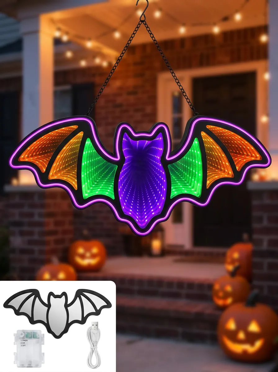 Bat-Shape Hanging Halloween Bat Light