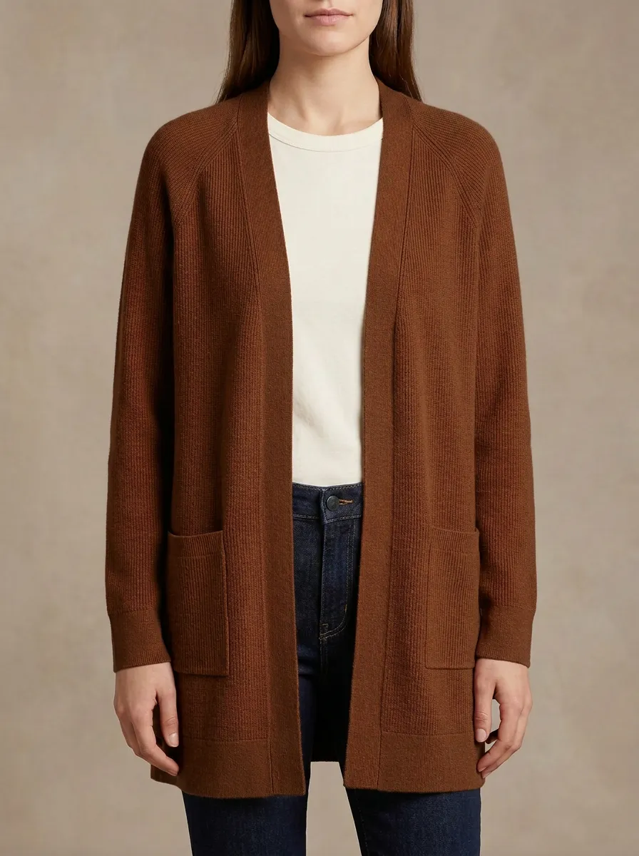 Minimal Ribbed-Knit Knit Cardigan