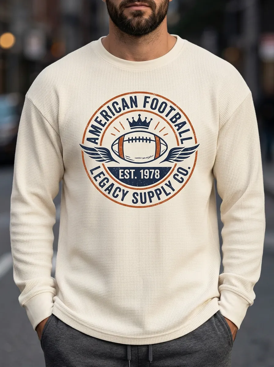 Men's American Football Legacy Crown Wing Printed Waffle Sweatshirt