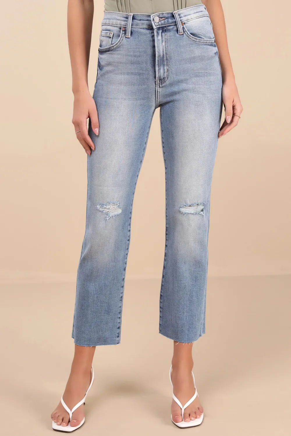 Daily Light Wash Denim High-Rise Distressed Mom Jeans