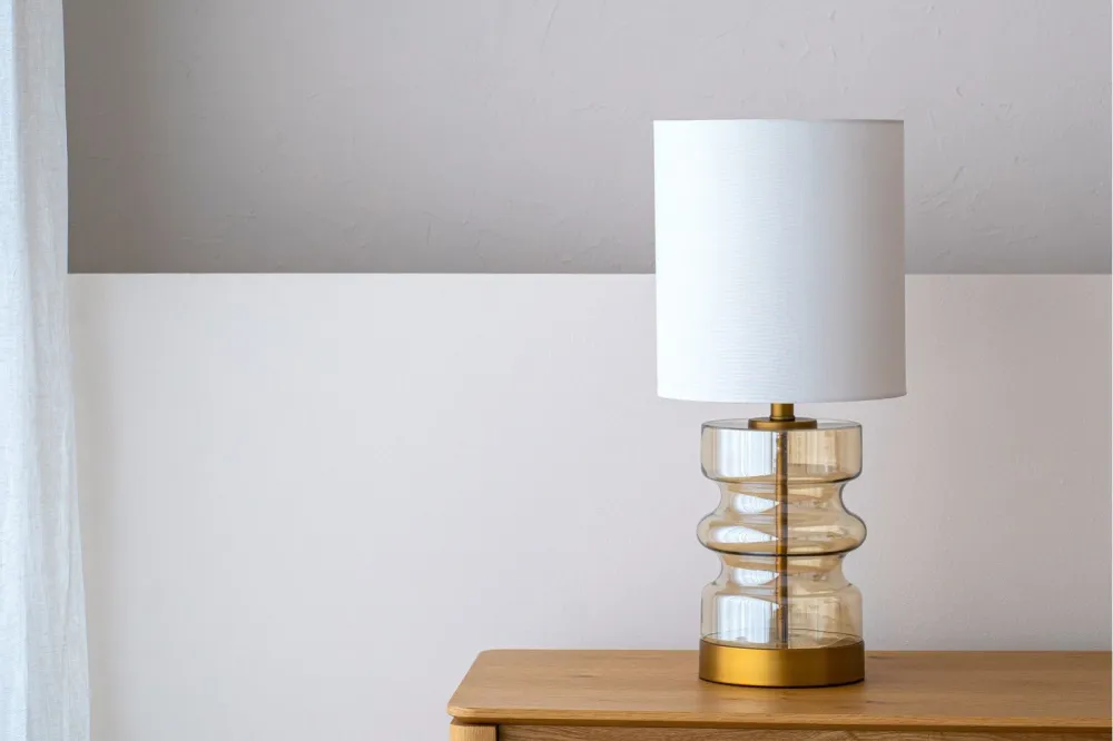 Amber Glass Tall Table Lamp