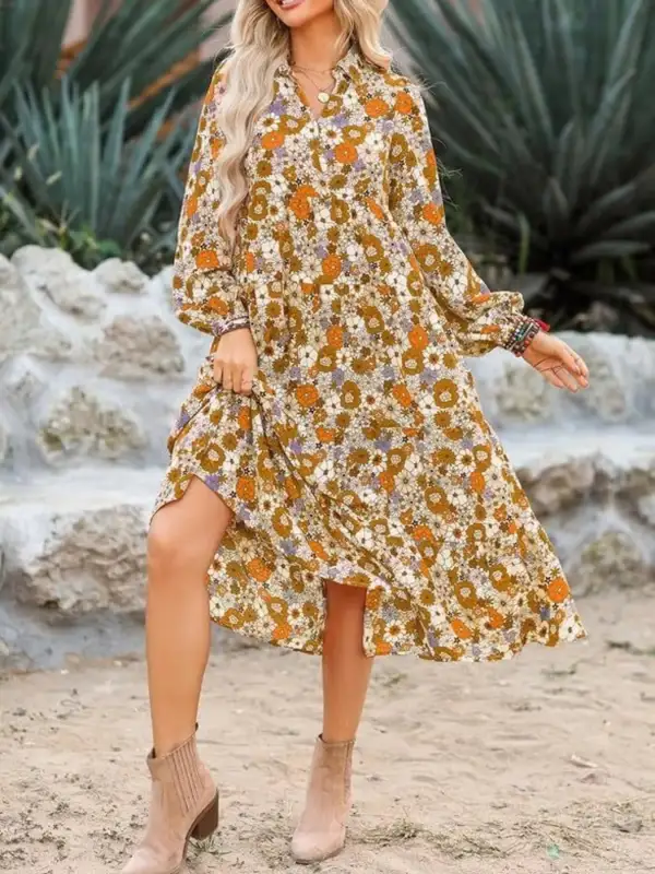 Smart-Casual Floral Midi Dress