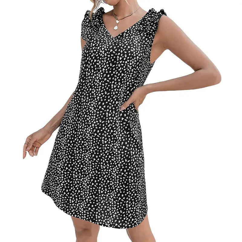 Women's V-Neck Ruffled Summer Mini Dress