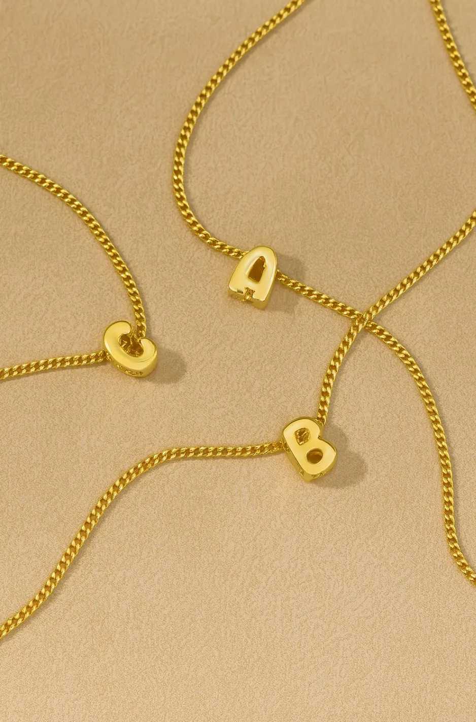 Puffy Initial Pendant Necklace