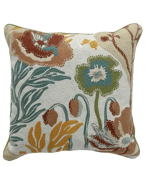 Artisan Profile Embroidered Cotton Decorative Cushion Cover