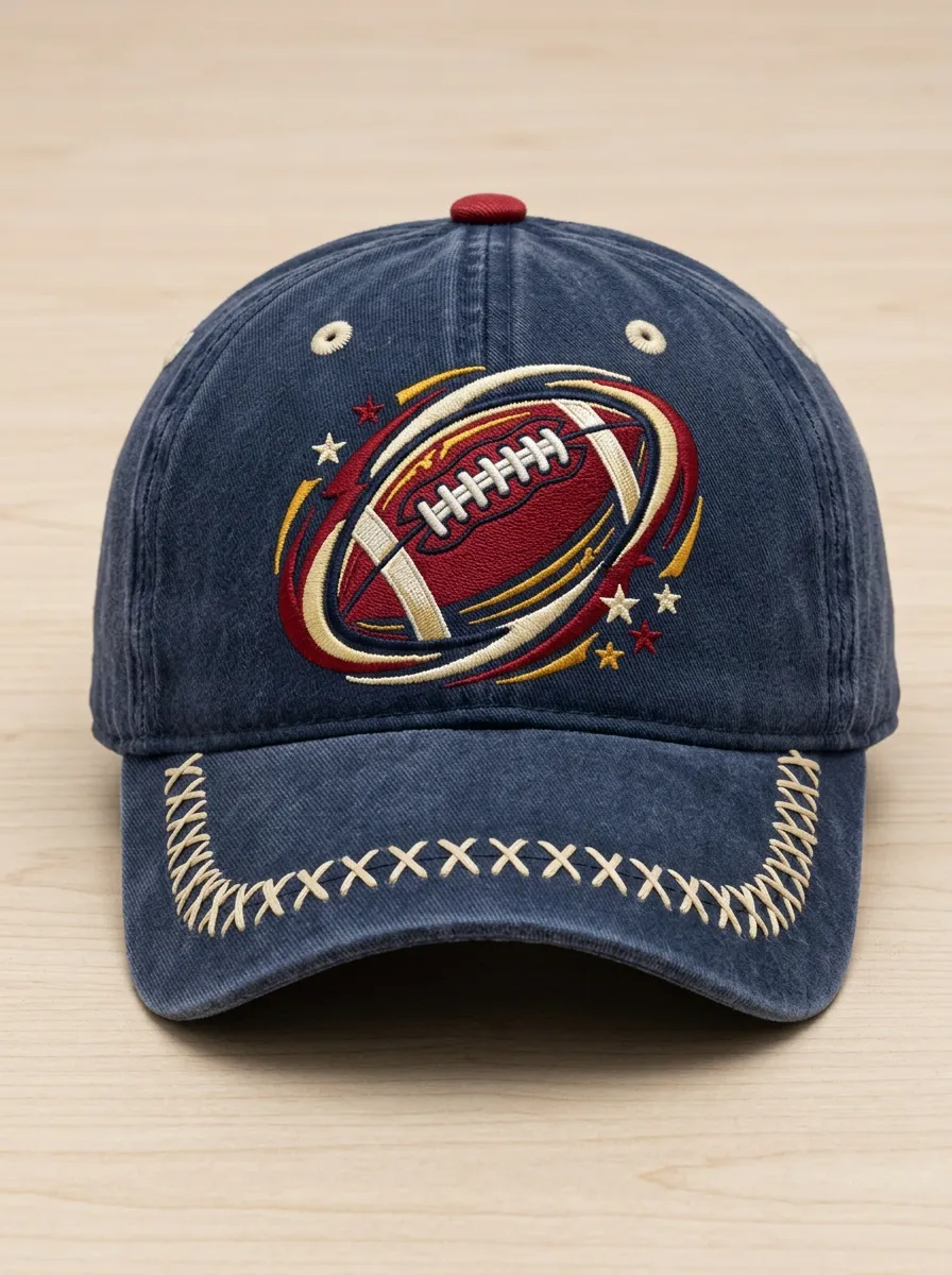 Embroidered Stars Gridiron Baseball Cap