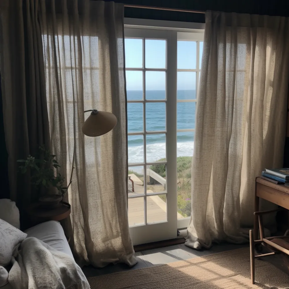 Simple Back Tab Linen Curtain