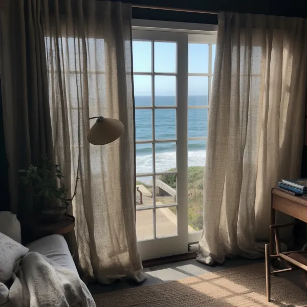 Simple Back Tab Linen Curtain