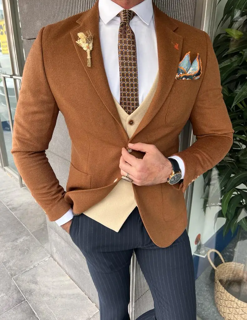 Slim Fit  Italian Fabric Stamped Blazer