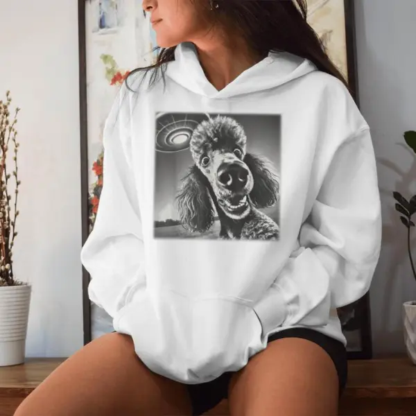 Vintage Poodle Selfie Women Hoodie