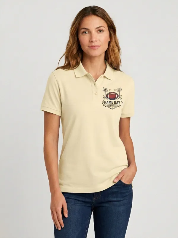 Women's Football Fan Game Day Logo Printed Polo Shirt