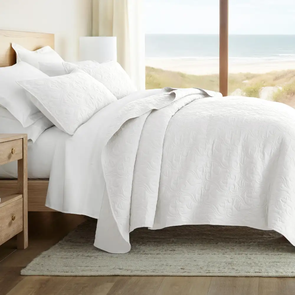 Damask Quilted Coverlet Set