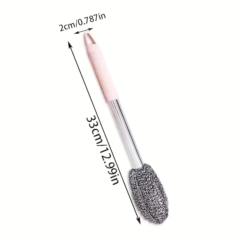 Long-Handle Steel Wool Scrub Brush