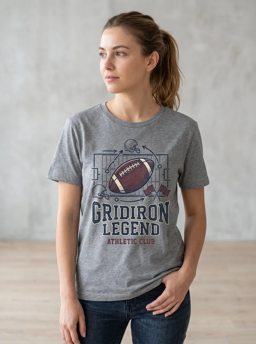 Women's Football Fan Gridiron Legend Helmet Graphic T-shirt