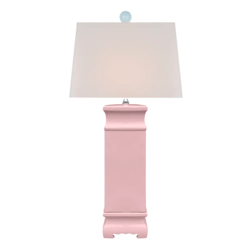 Pagoda-Form Porcelain Square-Shade Lamp