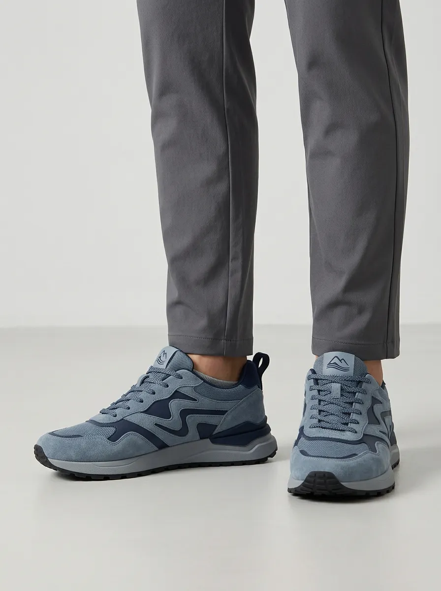Men's Mountain Suede Mesh Print Sneakers