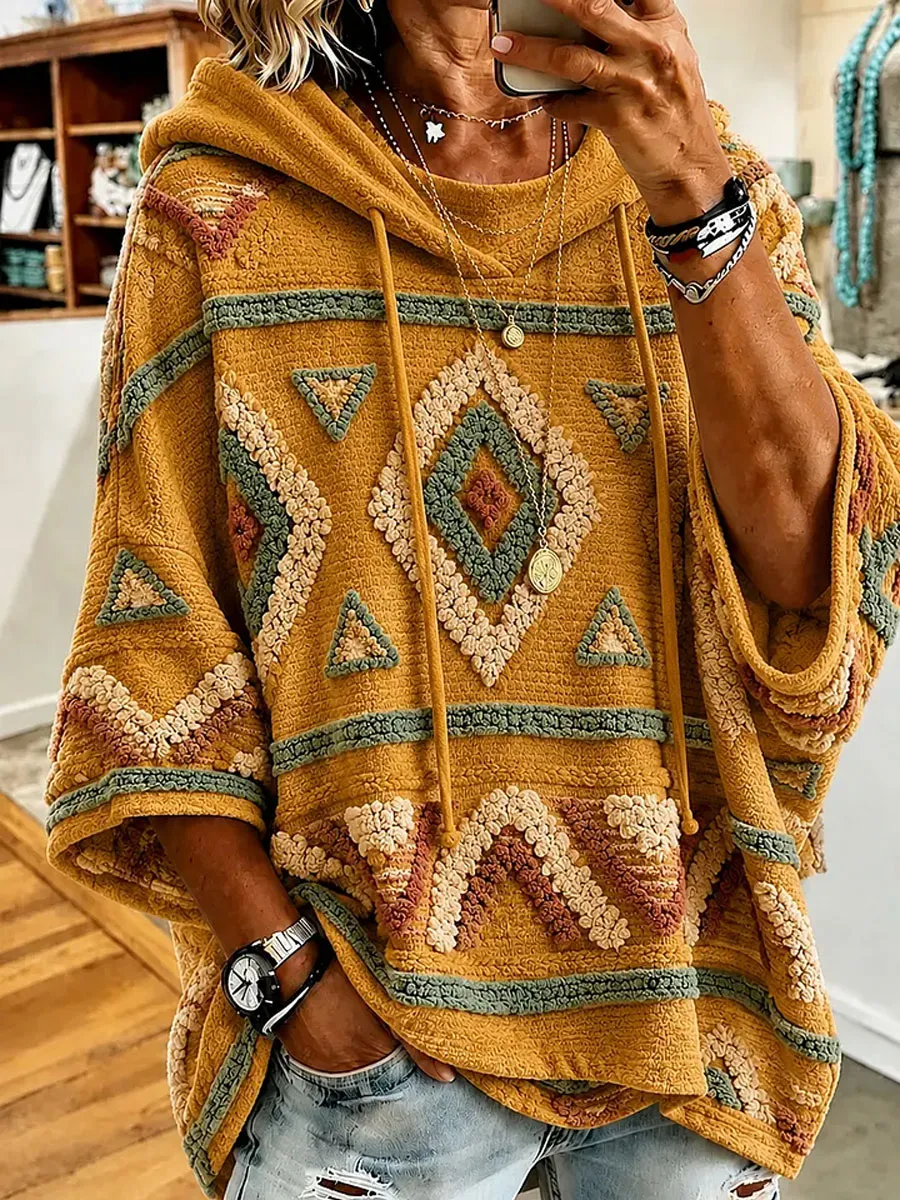 Women's Retro Bohemian Art Print Hoodie