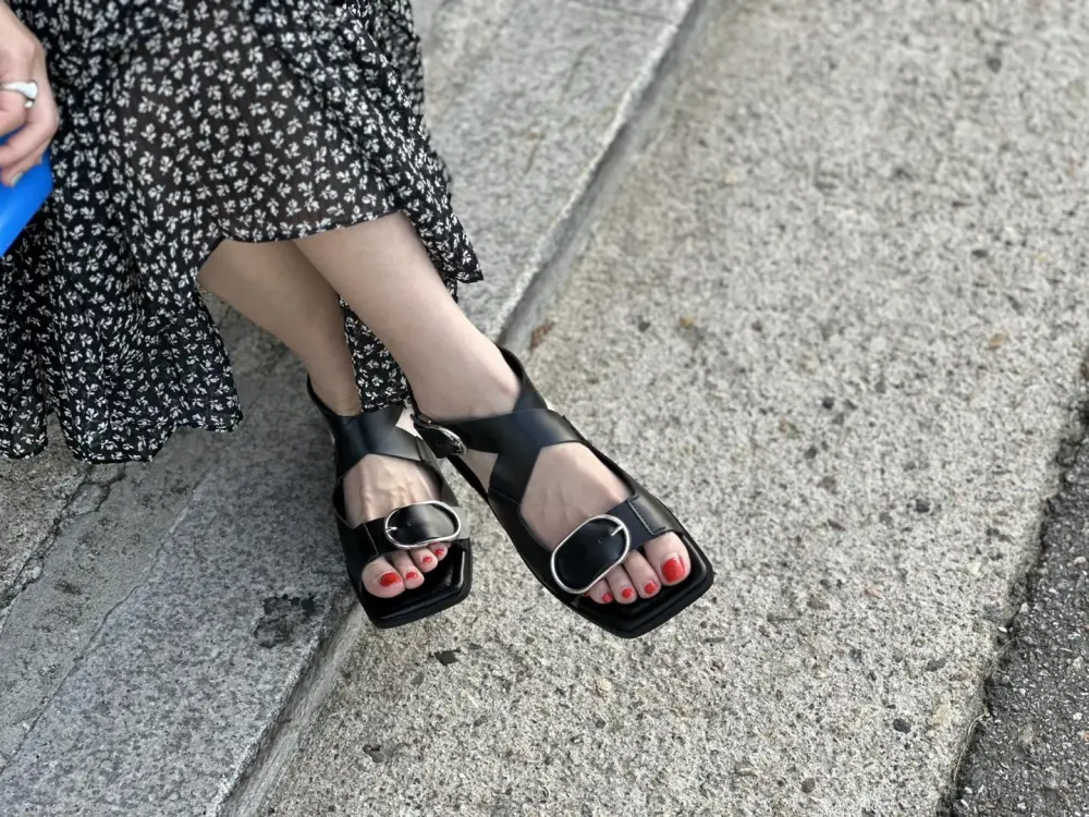 Smooth Faux Leather Flat Sandals