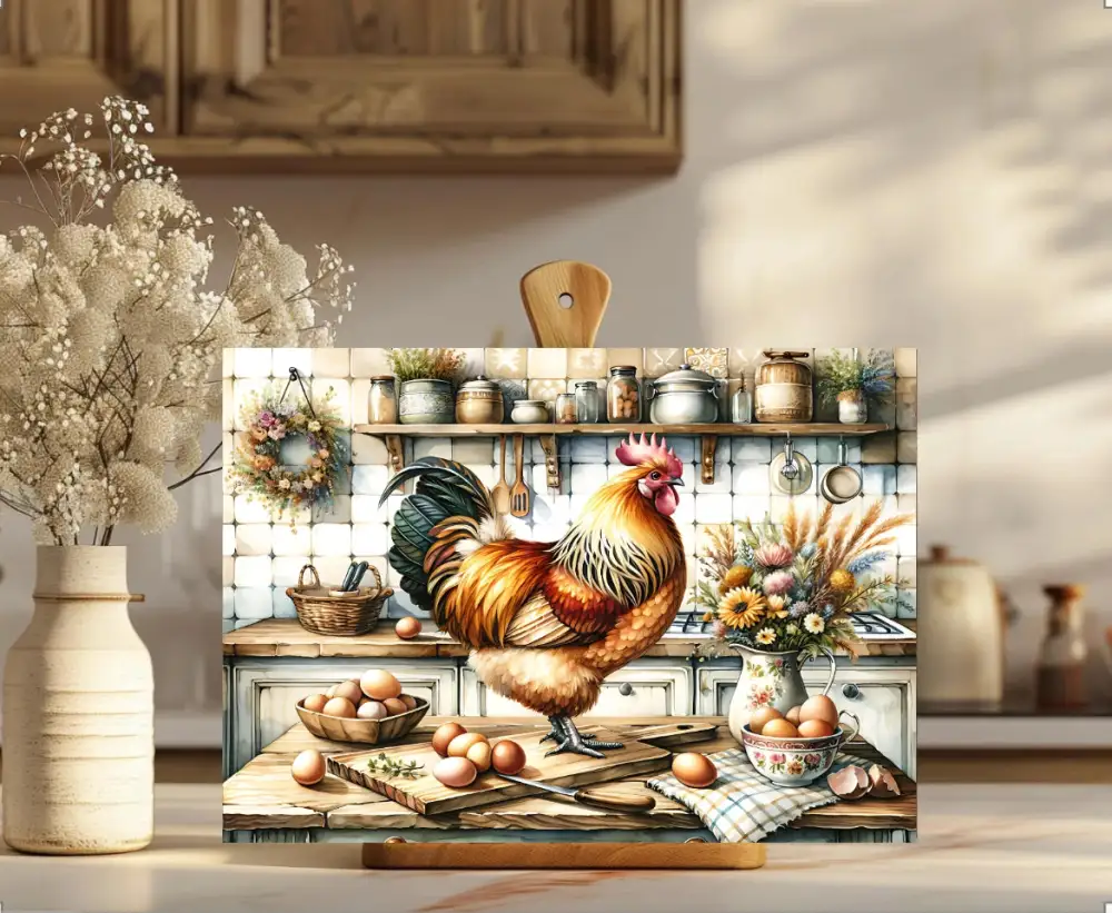 Chicken and Egg Glass Cutting Board