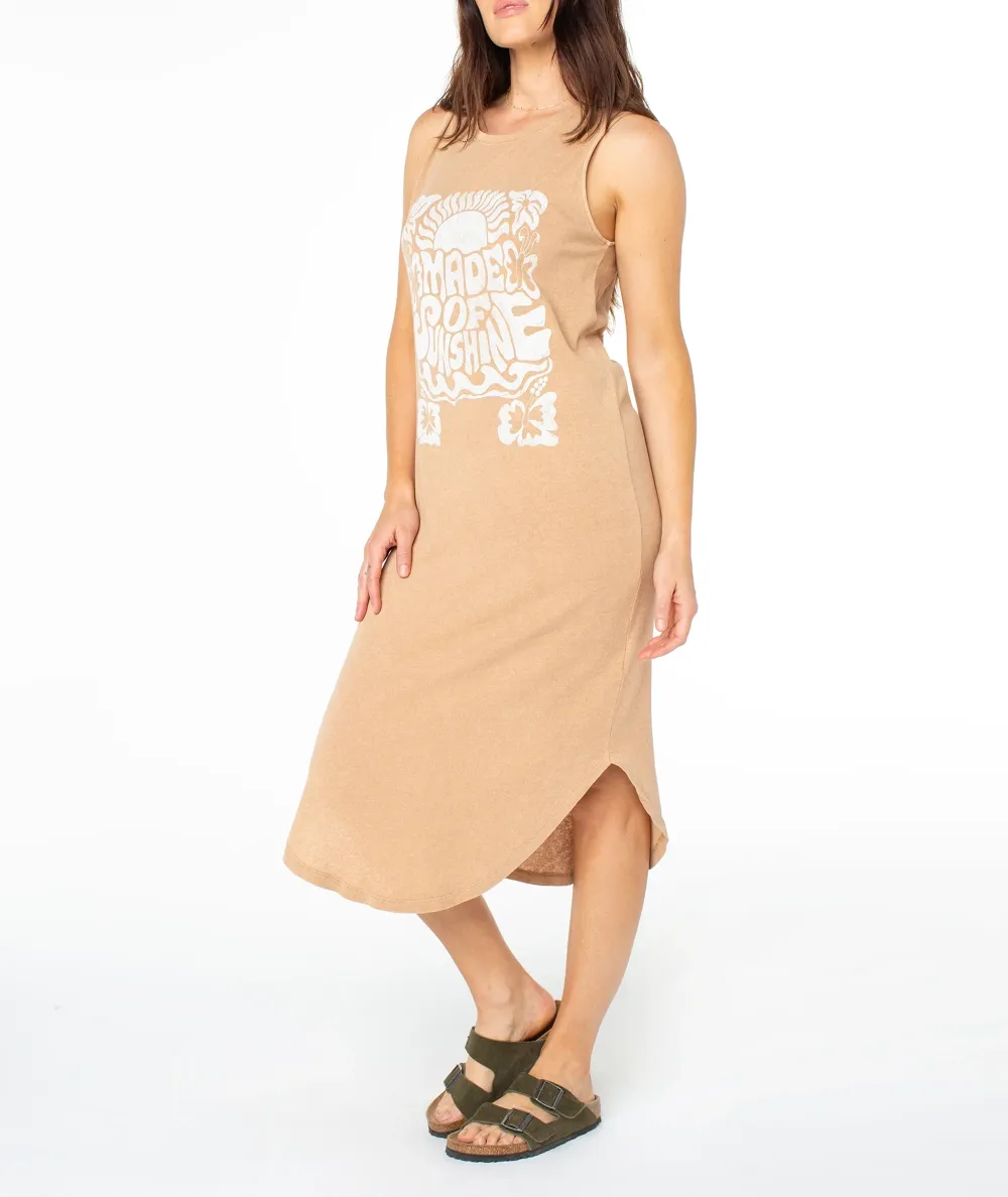 Cartoon-Printed Sleeveless Round-Neck Long Dress
