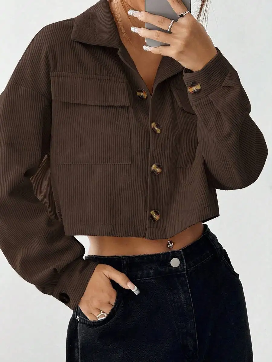 Brown Corduroy Collar Jacket