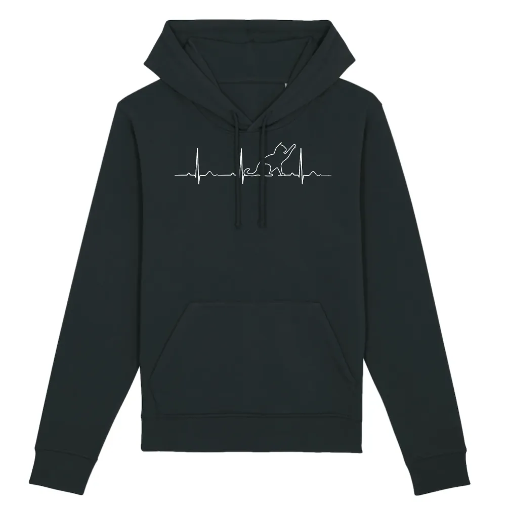 Heartbeat Cat Graphic Pullover Hoodie
