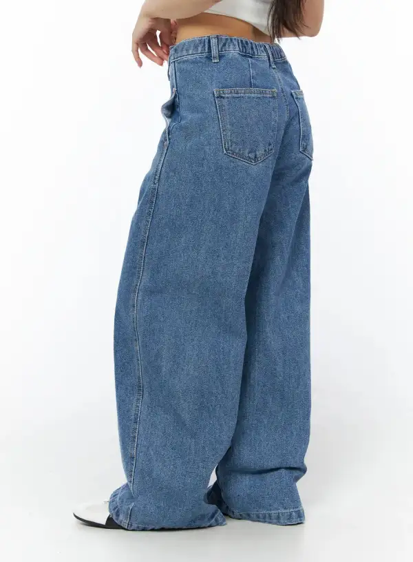 Banded Studded Wide Leg Jeans