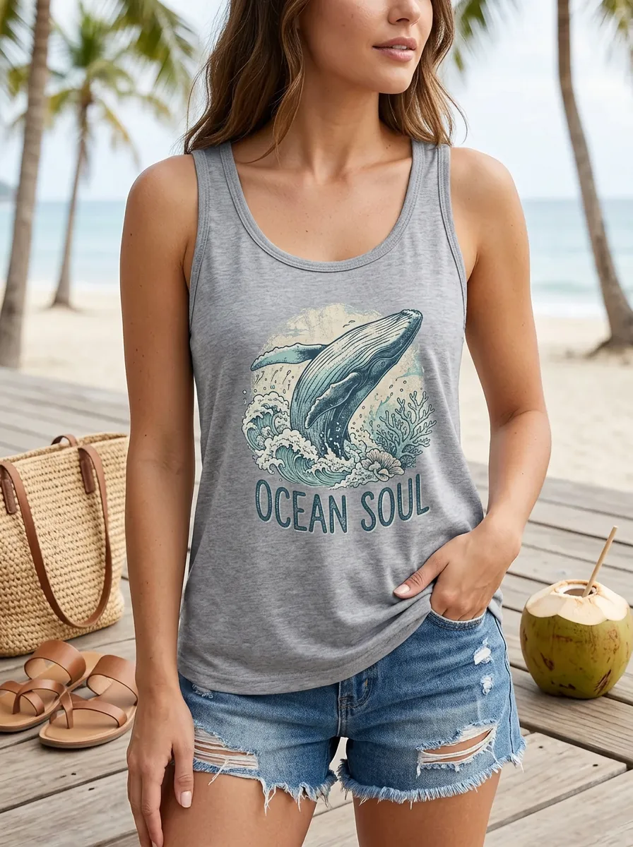 Ocean Lover Whale Ocean Soul Ribbed Tank Top