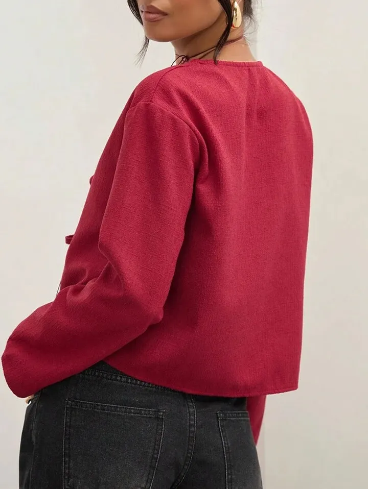 Wine Tie Front Blazer