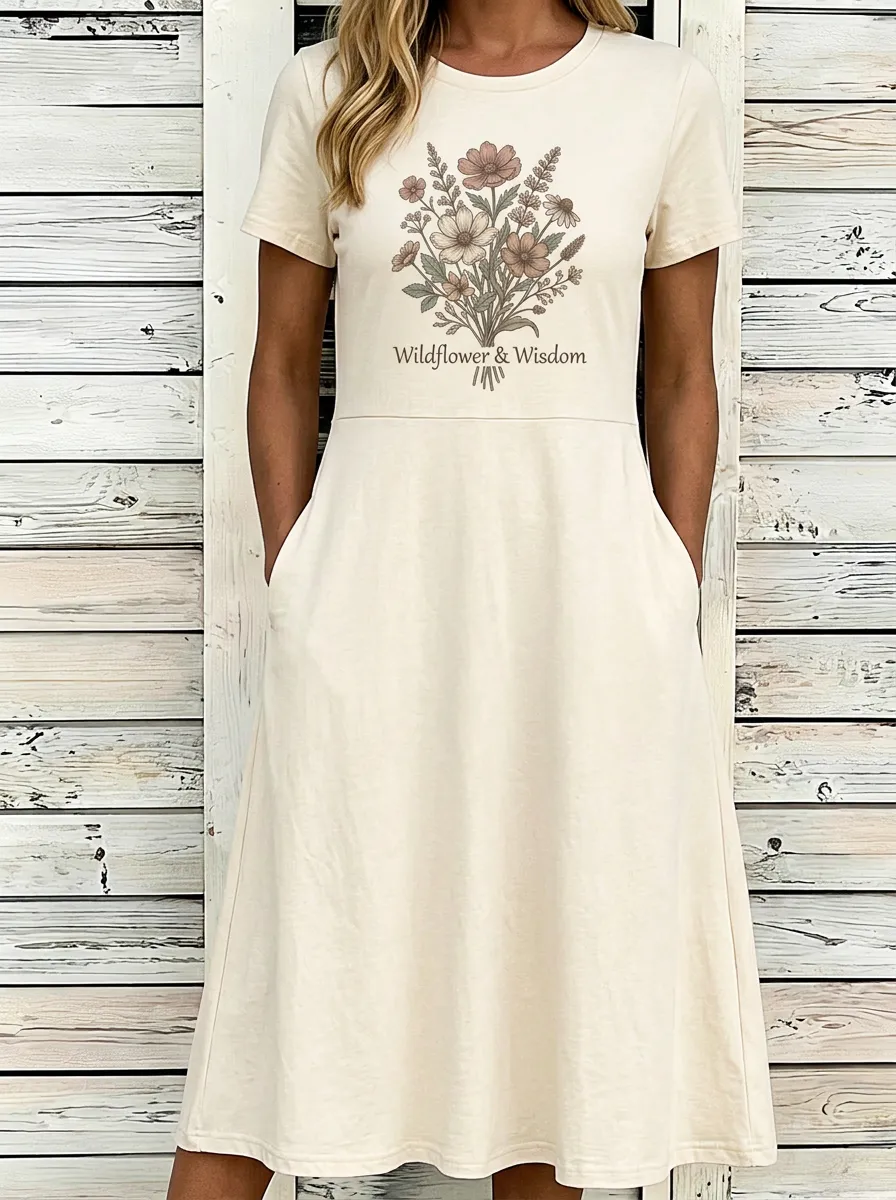 Wildflower And Wisdom Floral Bouquet Midi Dress