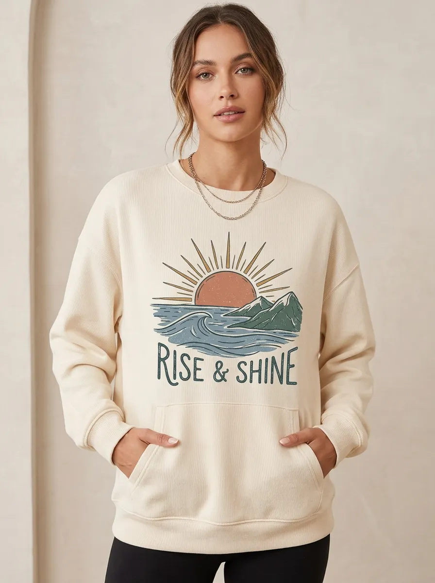 Nature Lover Rise And Shine Mountain Ocean Sweatshirt