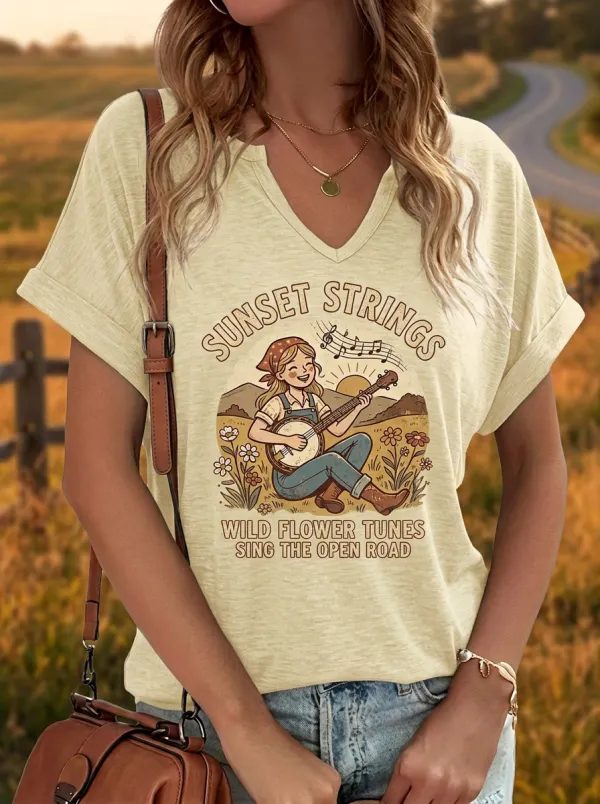 Honky-Tonk-Inspired Banjo Country Music Graphic T-Shirt