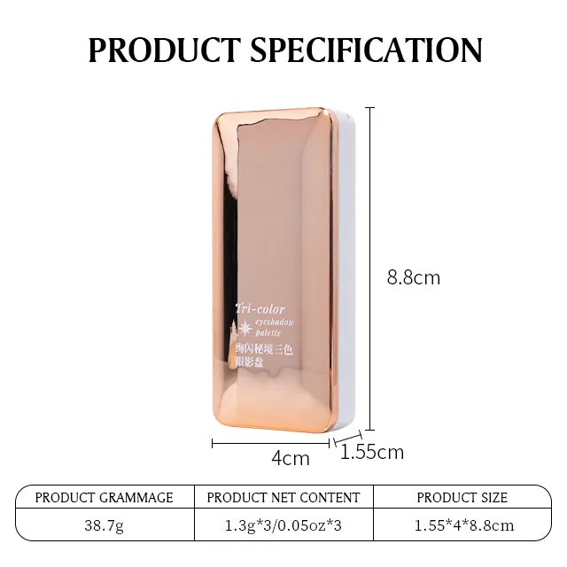 3-colors Vegan Shimmer mixed color Eyeshadow High Pigment Press Powder Custom Multichrome Eyeshadow