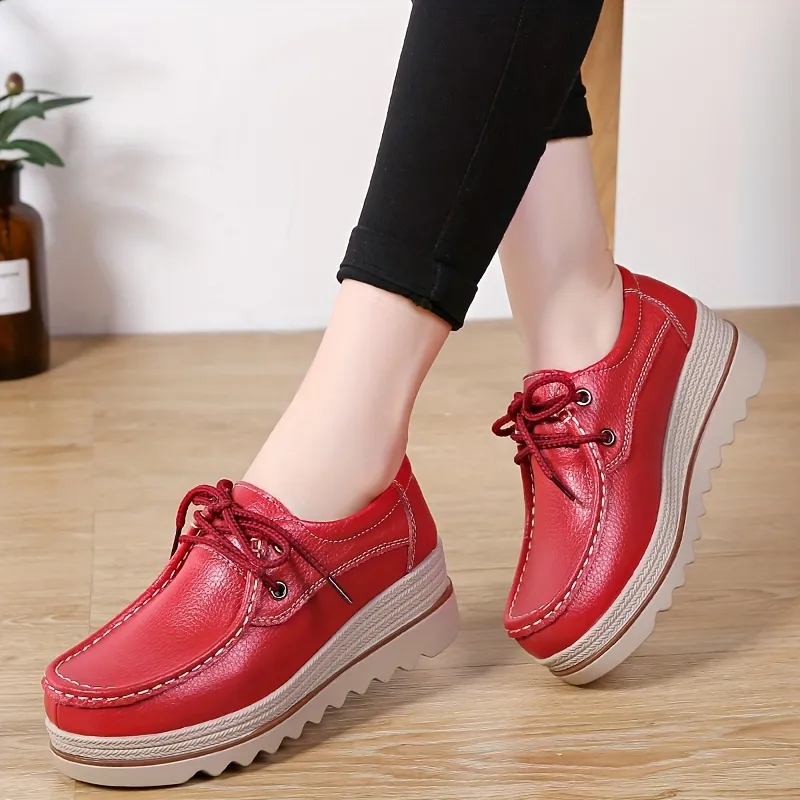 Platform Lace Up Wedge Sole Sneakers