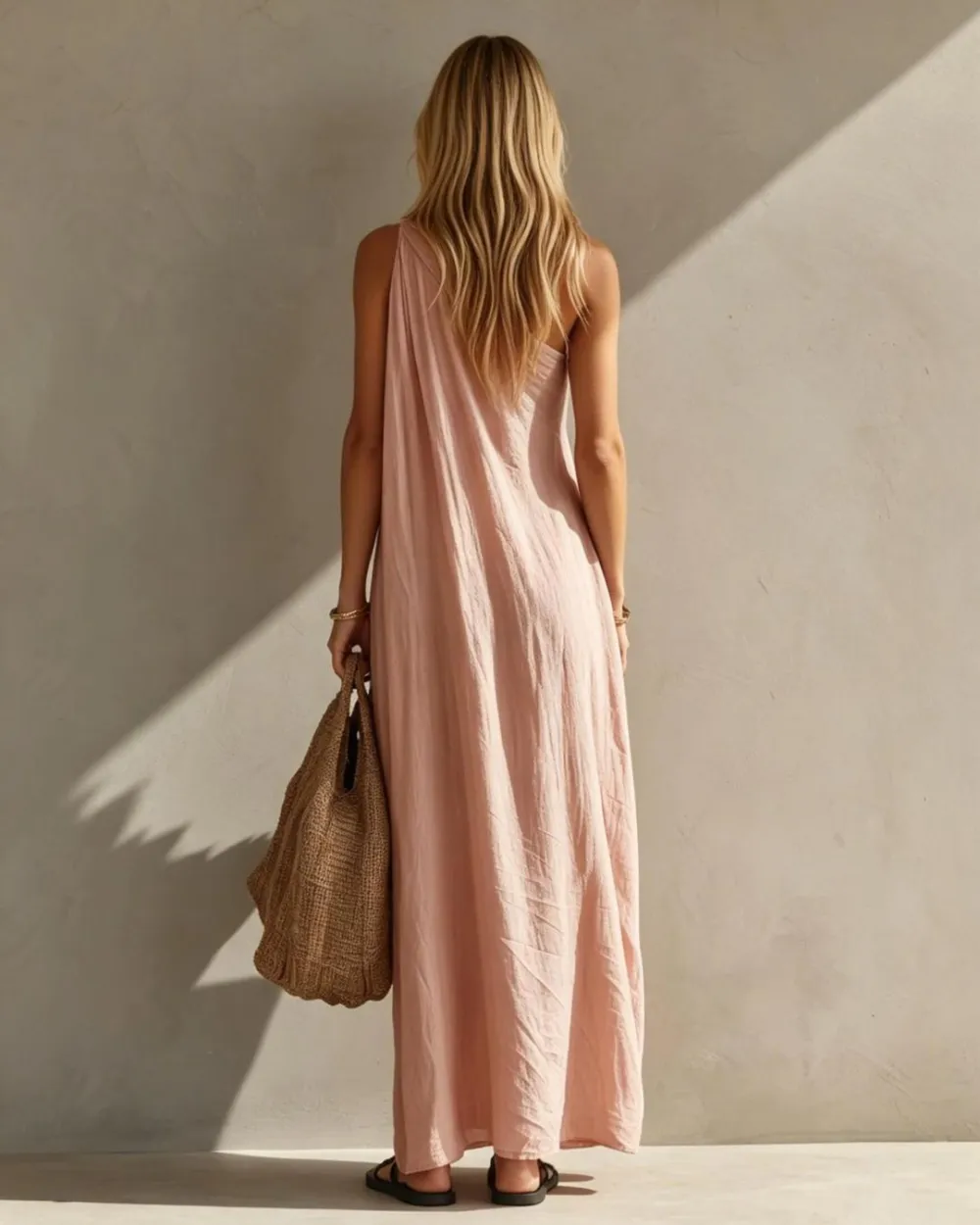 Elegant One-Shoulder Ruched Maxi Dress