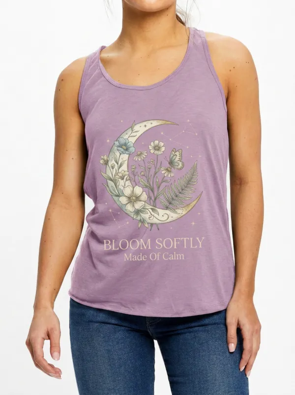 Women's Celestial Floral Moon Butterfly Printed Tank Top