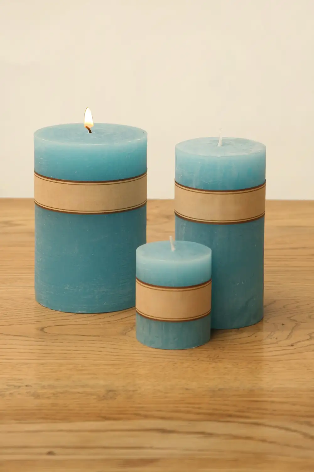 Turquoise Rustic Pillar Candle