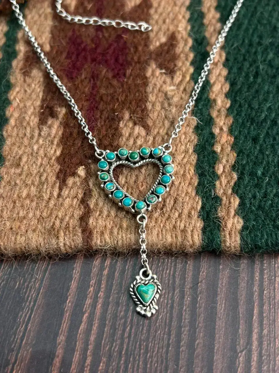 Heart Drop Turquoise Sterling Silver Necklace