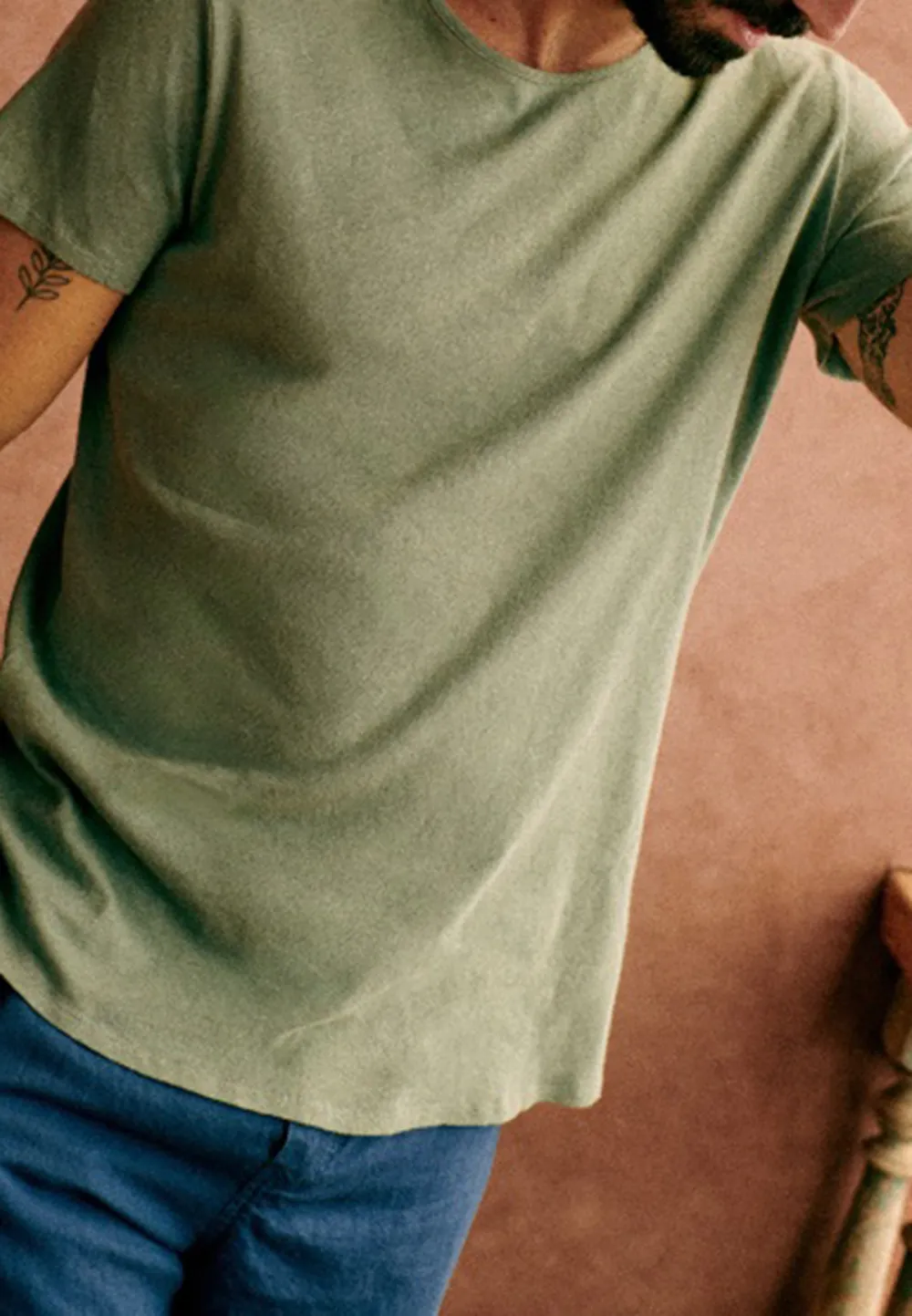 Olive Green Relaxed Fit Crew Neck T-Shirt