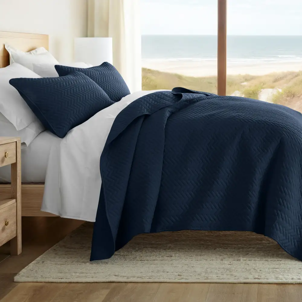 Herringbone Quilted Coverlet Set