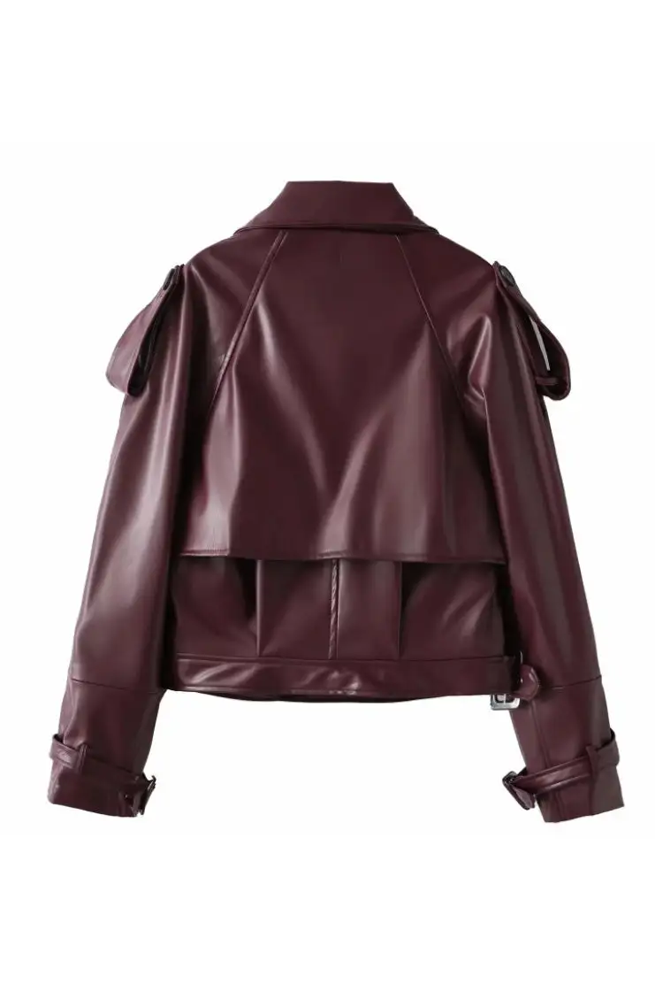 Cropped Leather Textured Jacket