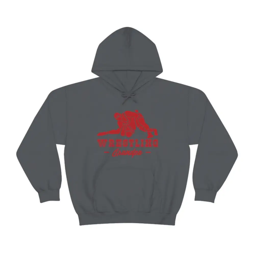 Grandpa Support Wrestling Graphic Pullover Hoodie