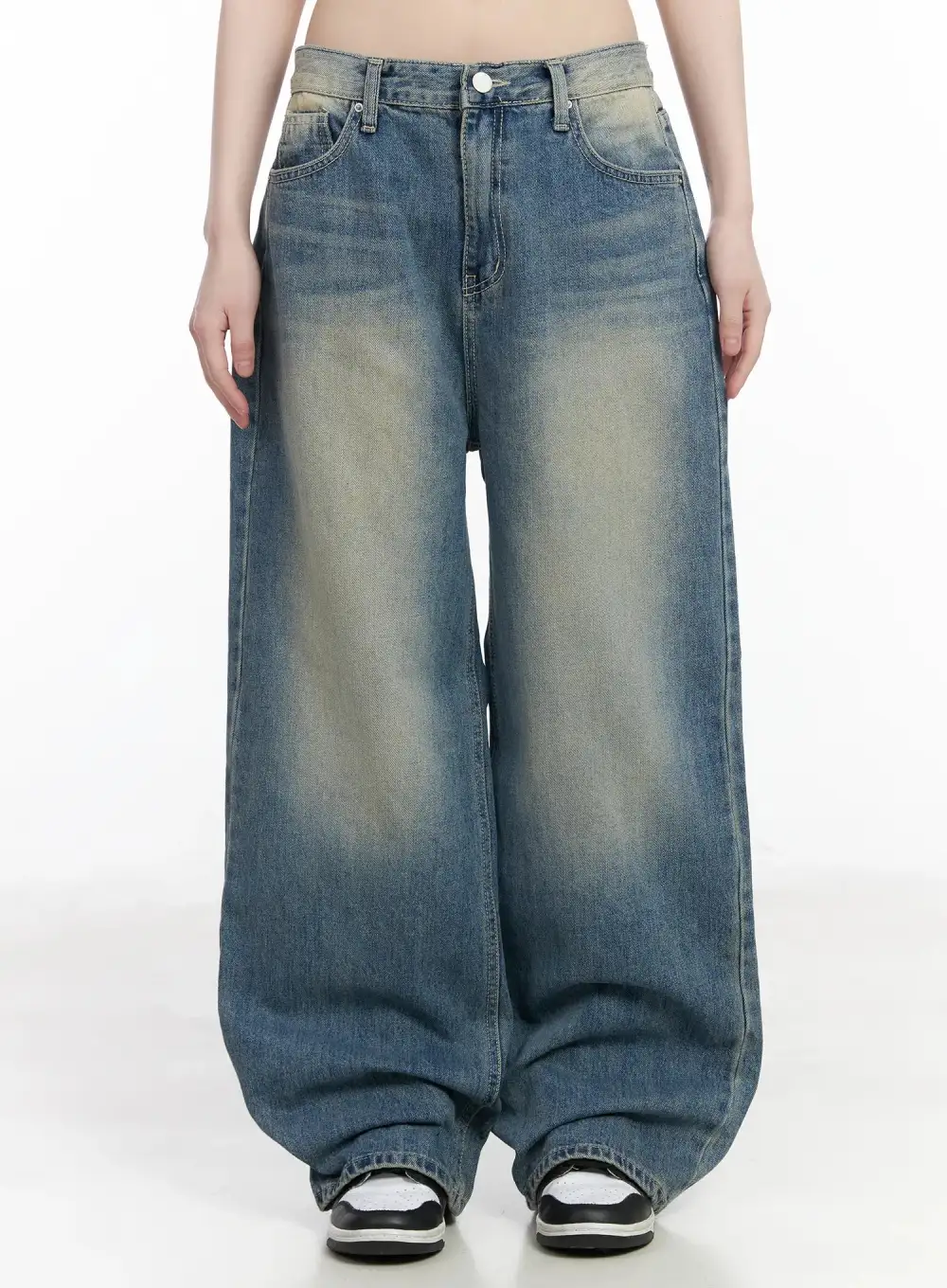 Vintage-Detail Vintage Wash Baggy Jeans