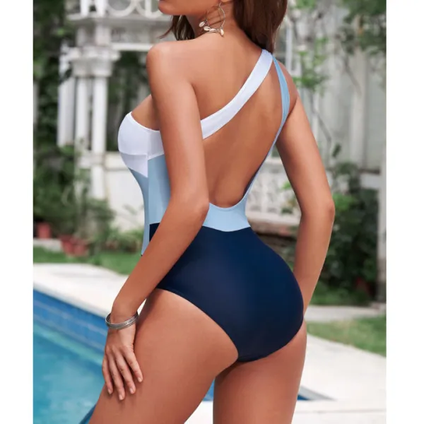 Women's Cutout Colorblock Sleeveless One-Piece Swimsuit