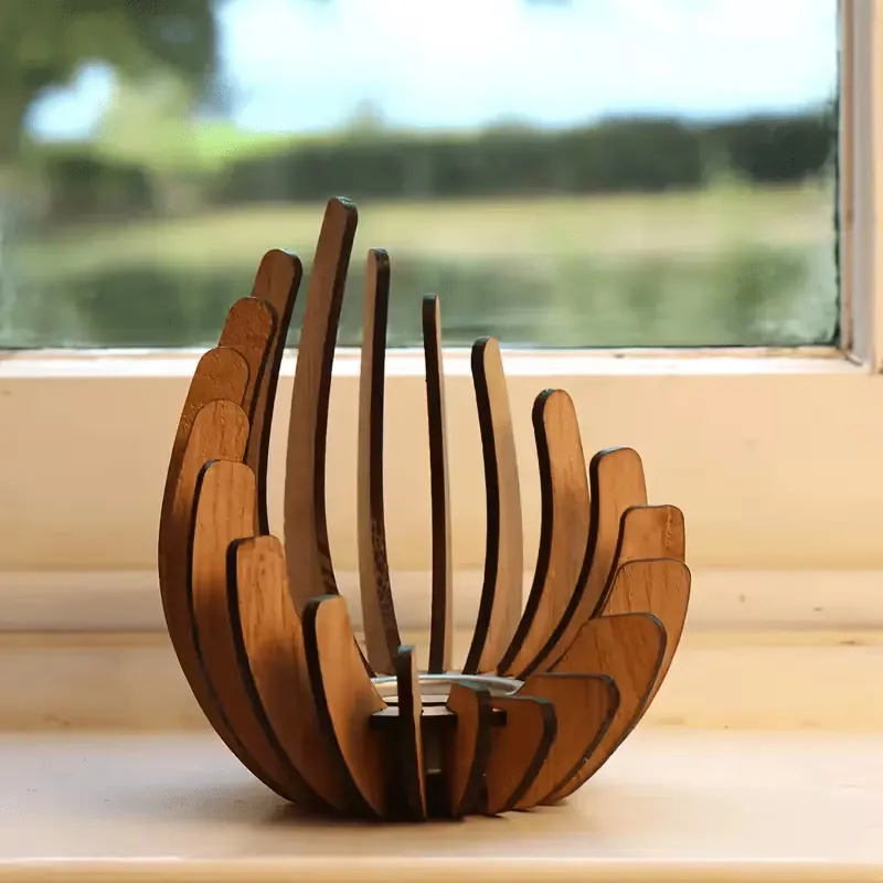 Artistic Wood Candle Holder