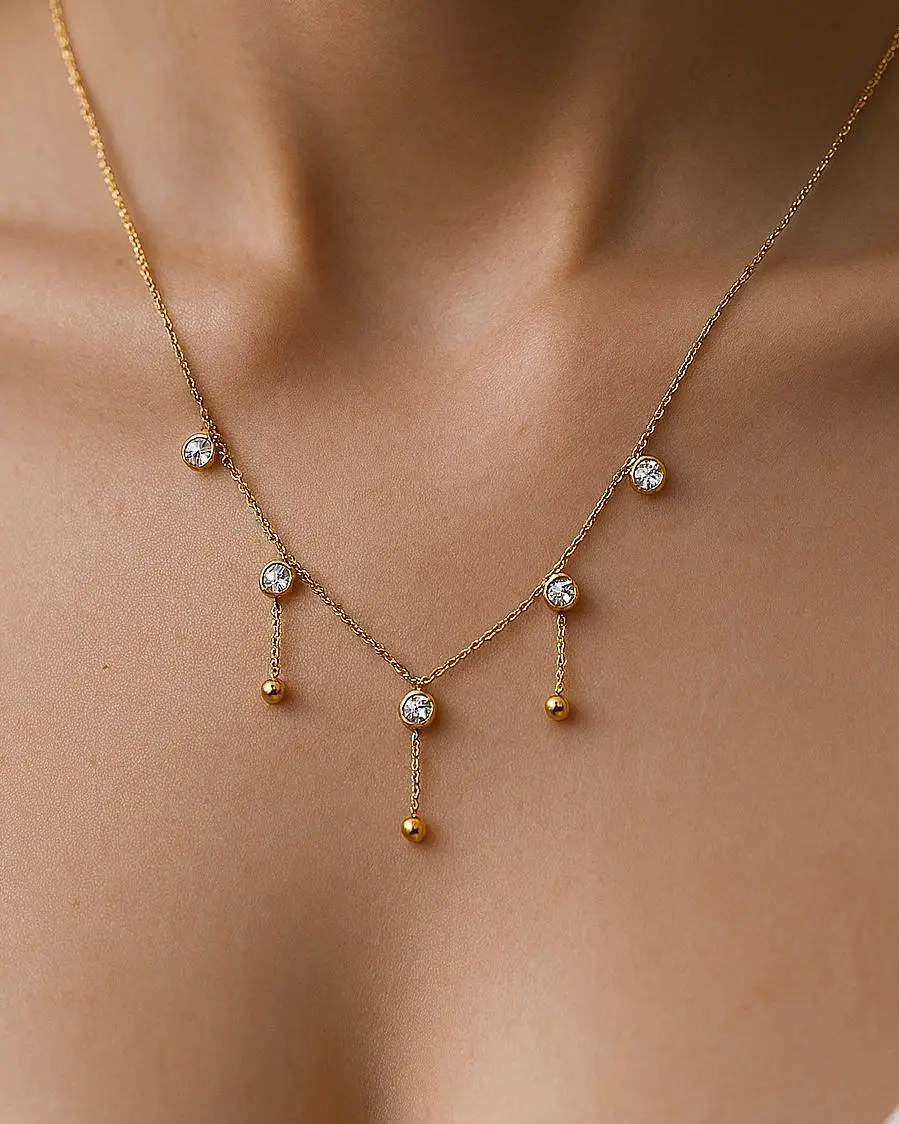 Stainless Steel Rhinestone Delicate Fashion Necklace