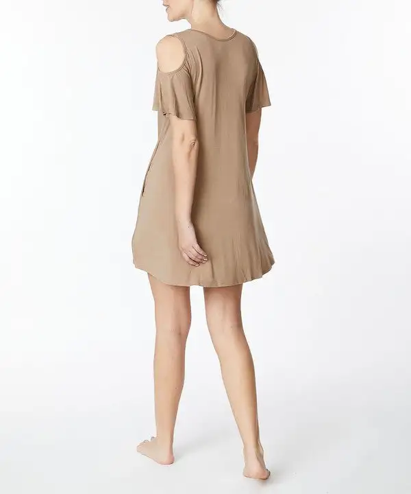 Bamboo Cold Shoulder Flare Dress