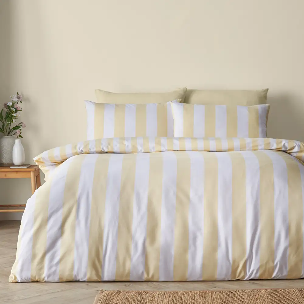 Fresh Bedroom Reversible Stripe Cotton Duvet Cover Set